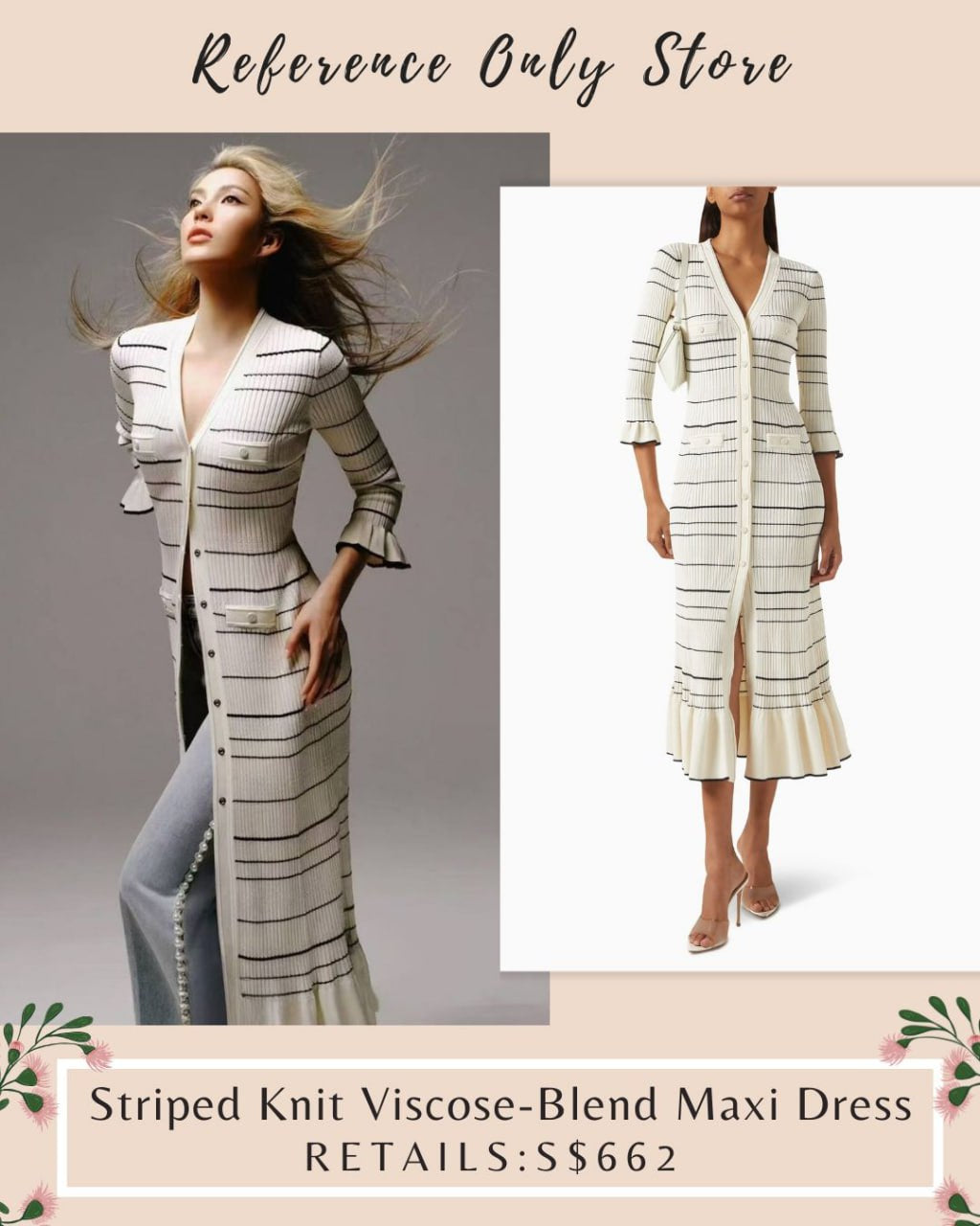 SD striped knit viscose blend midi dress