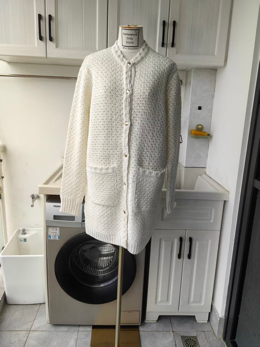 MC padded wool and cotton cardigan long top