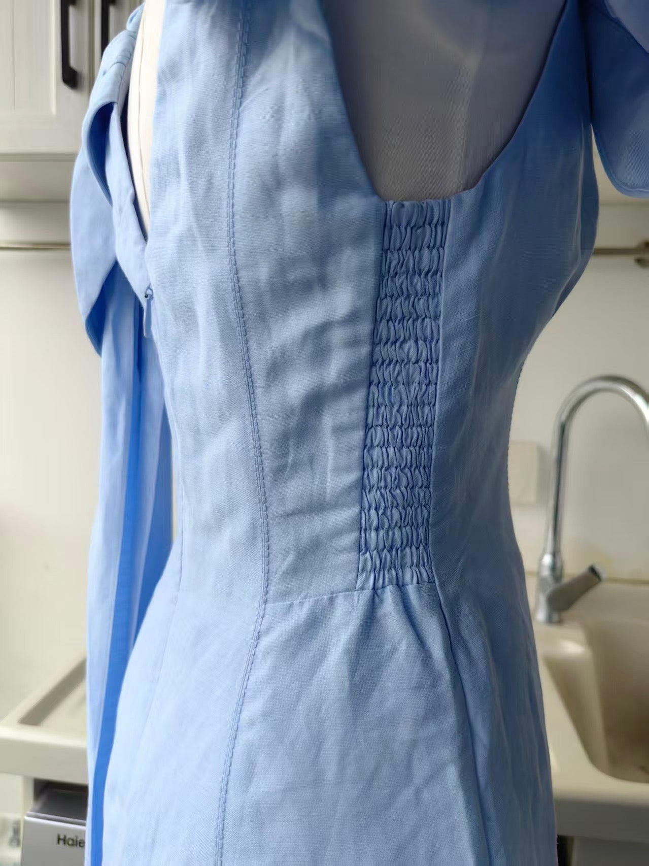 AJ Bisou viscose linen midi dress