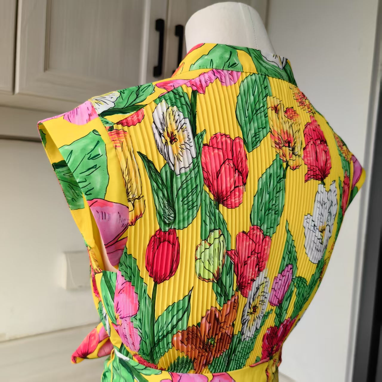 ML Joan pleated yellow tulip dress