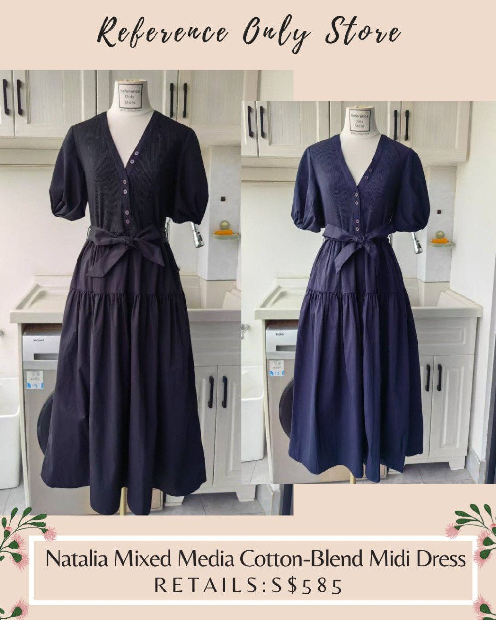 DL Natalia mixed media midi cotton dress