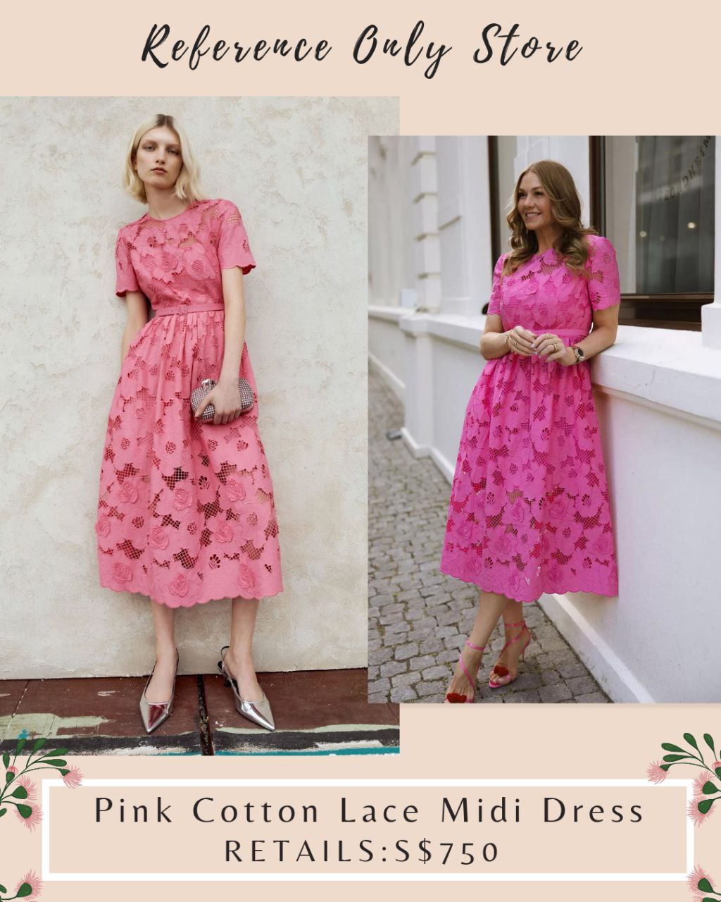 SP Pink Cotton Lace midi dress