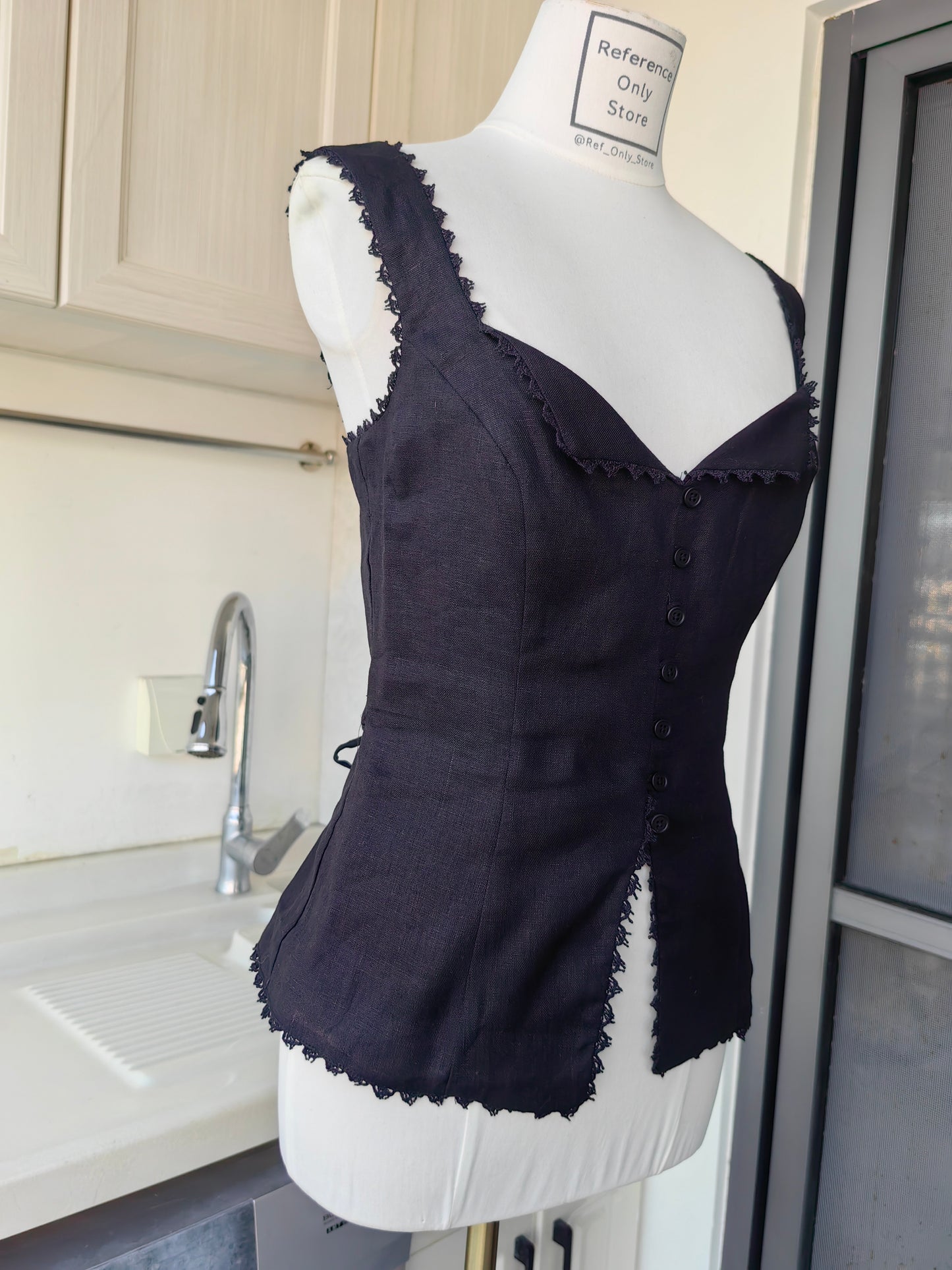 Ref Viola Lace Trim Linen Top in 3 colors