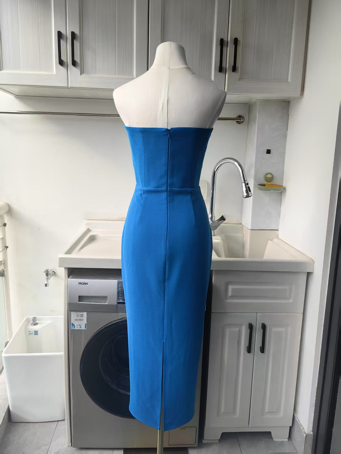 AP Strapless midi blue dress