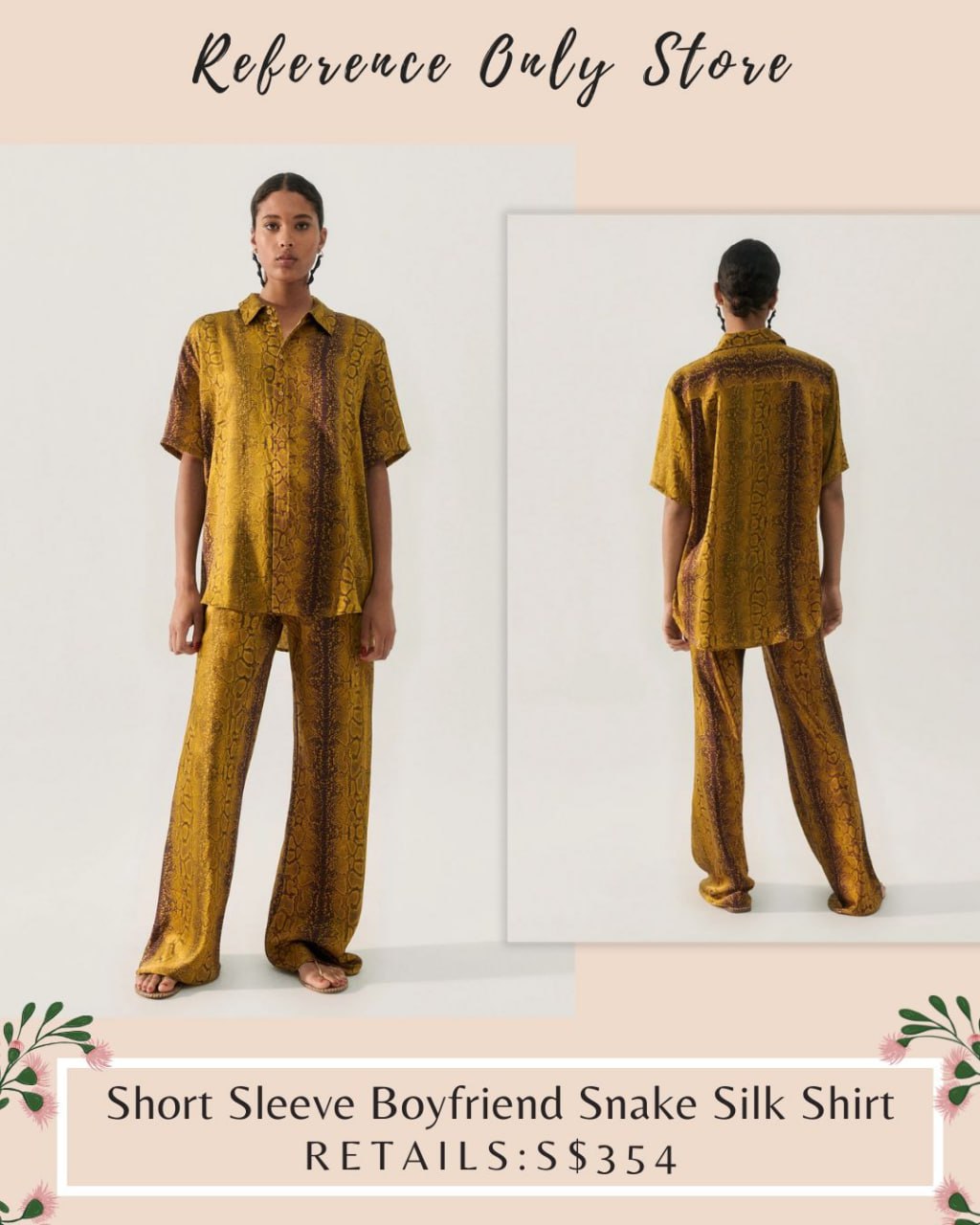 SL Short Sleeve Boyfriend Snake Silk Shirt