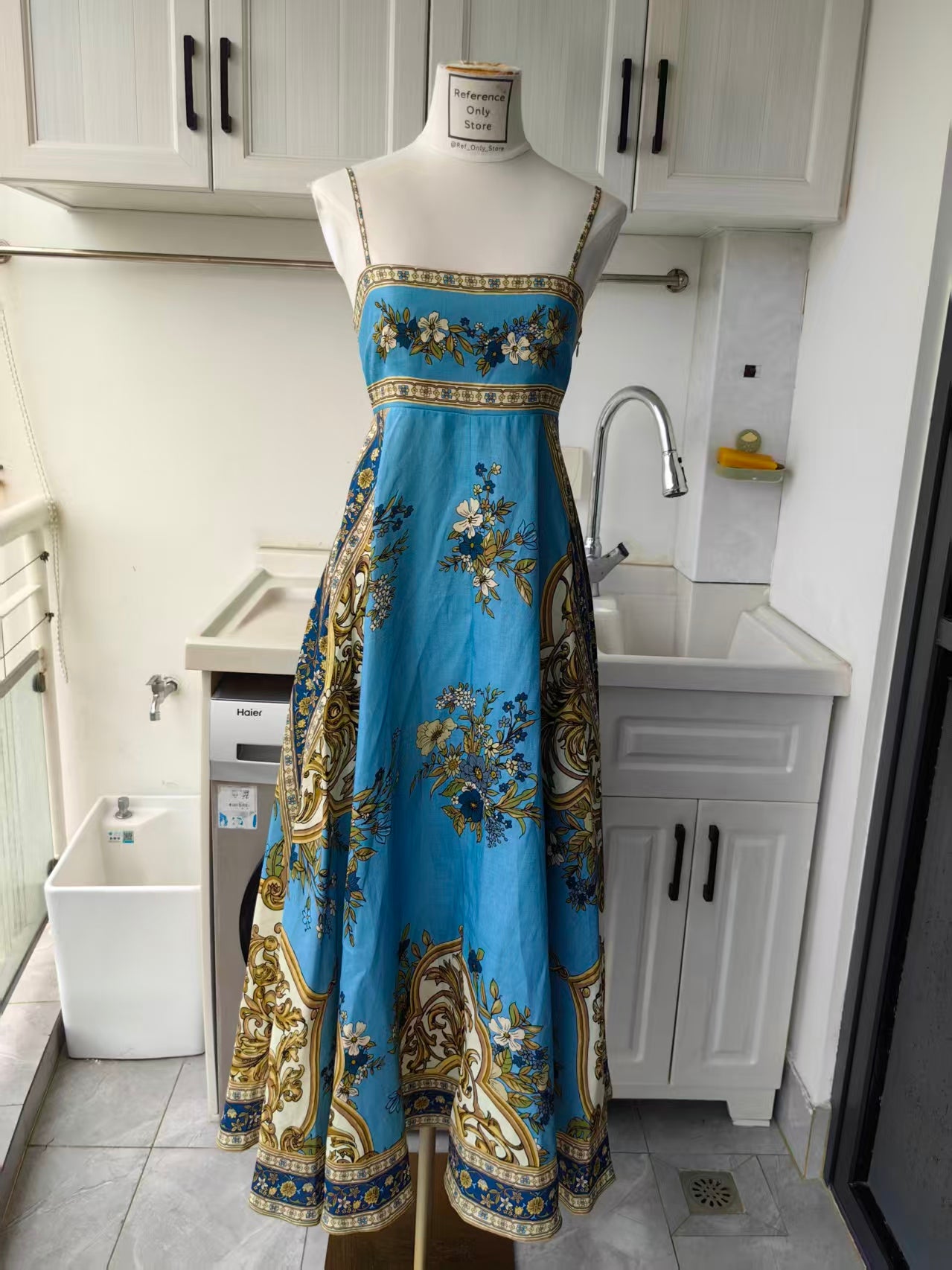 AM Blue Cassie linen midi Sun dress