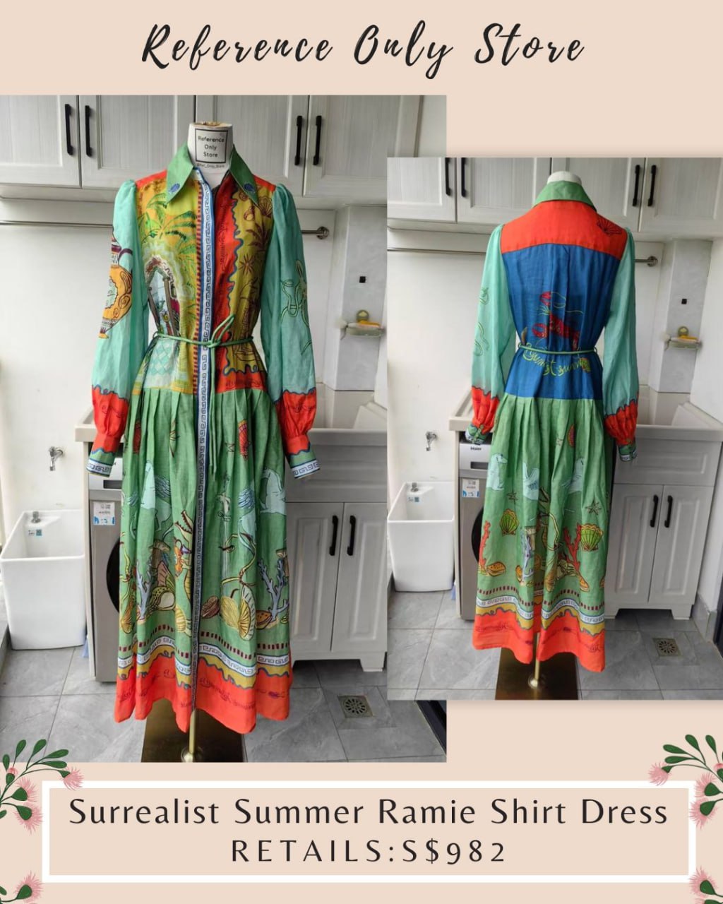 AM surrealist summer ramie shirt dress
