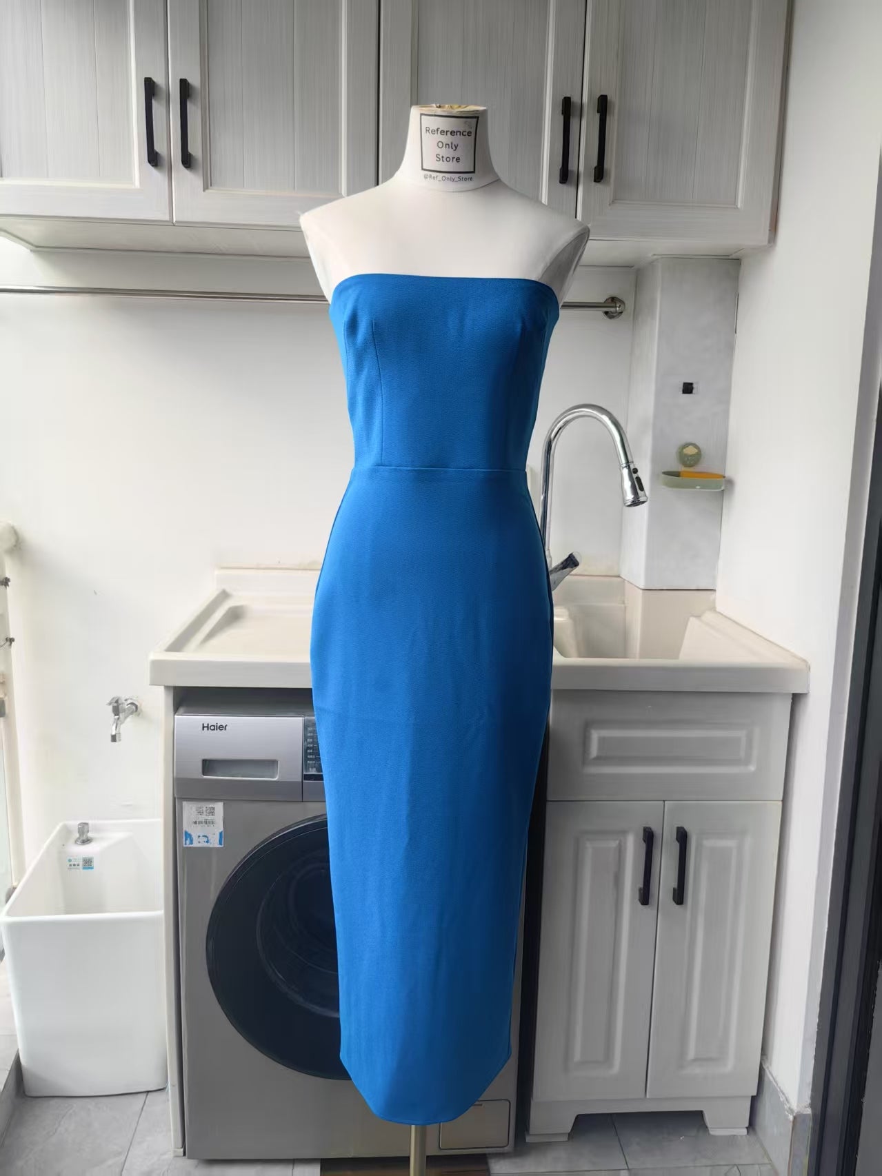 AP Strapless midi blue dress