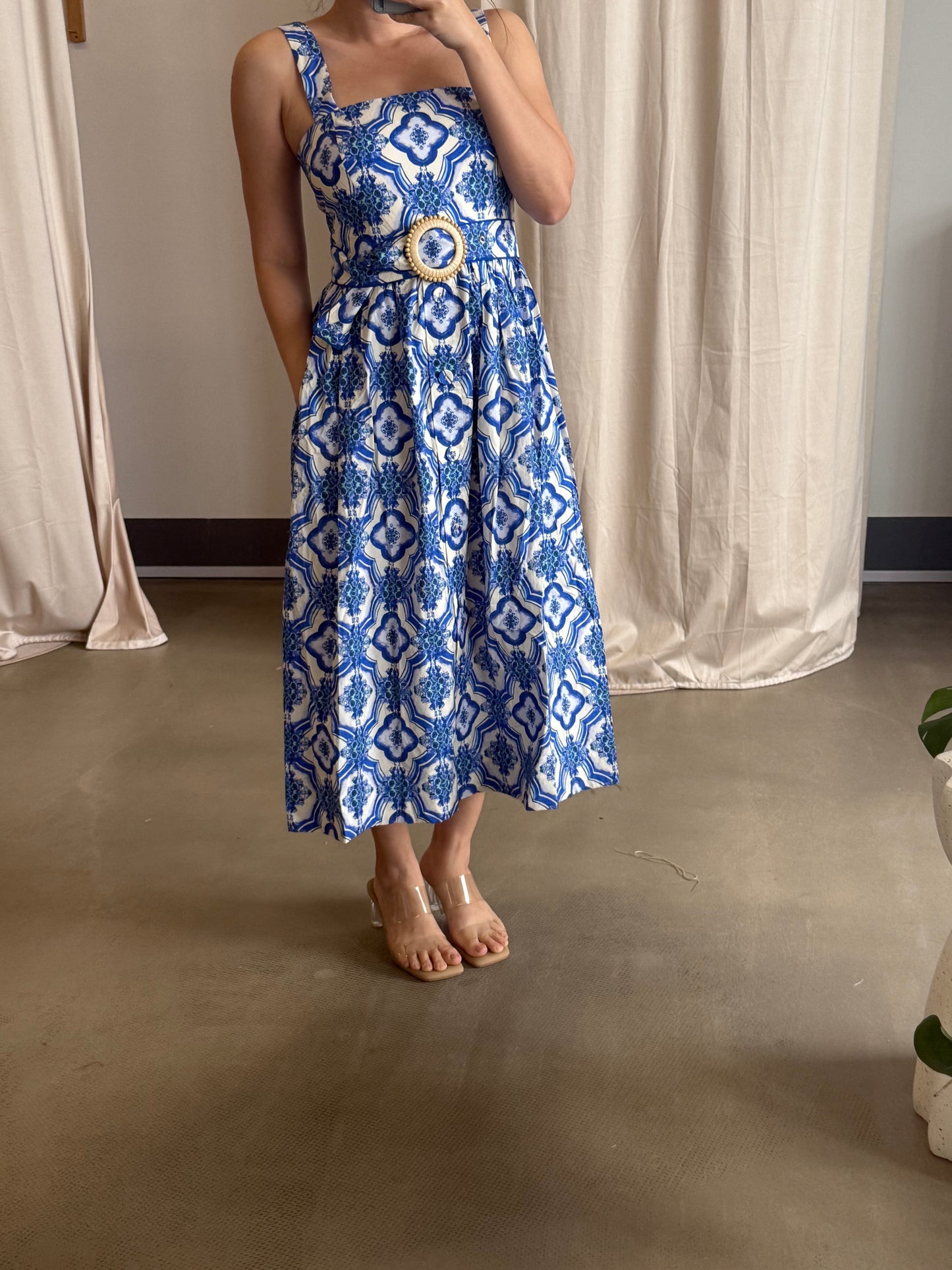 CC Blue Candace cotton midi dress