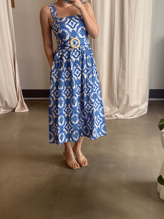CC Blue Candace cotton midi dress