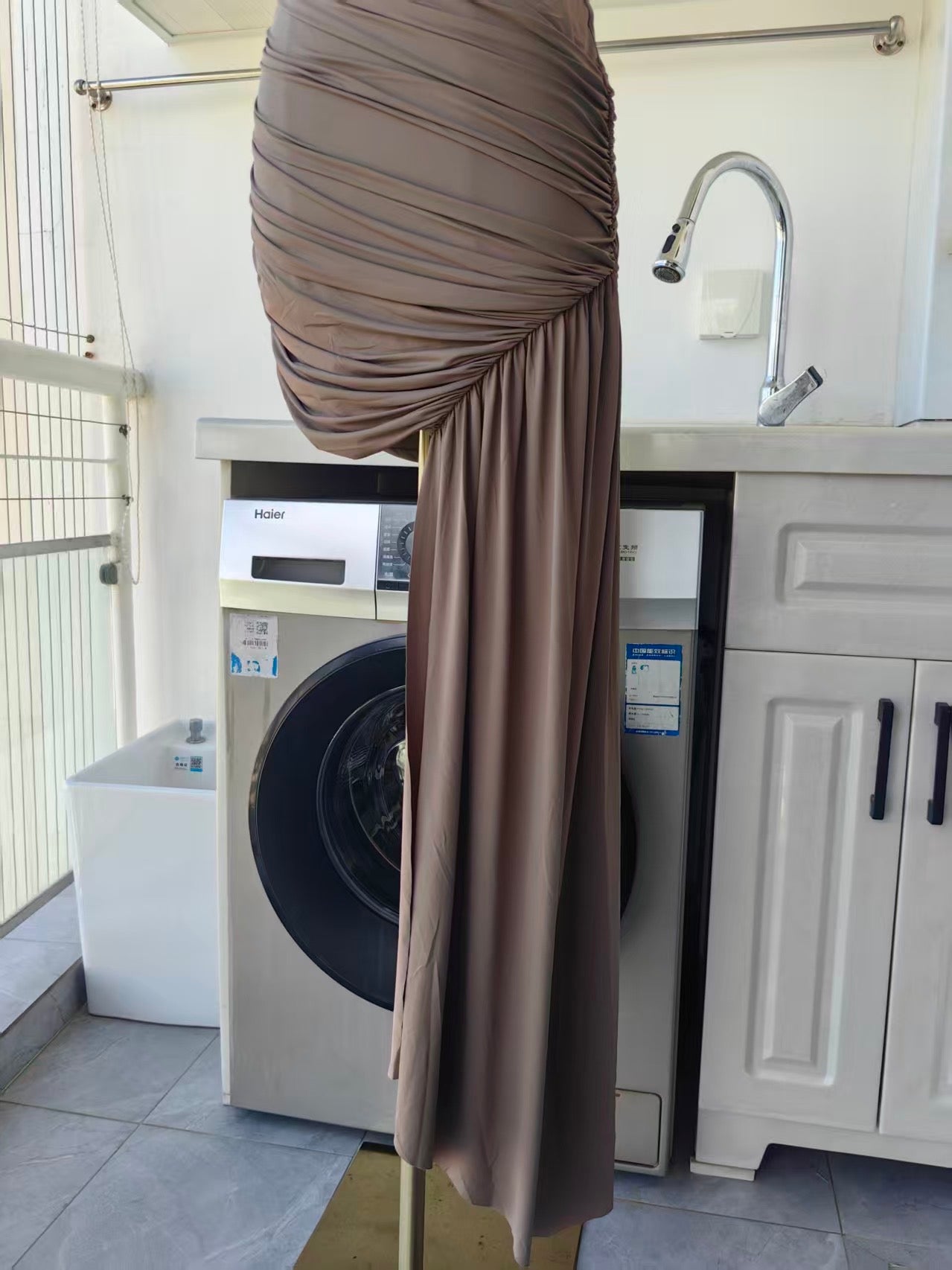 4 colors! DLV Ravenna Draped Viscose jersey mini dress