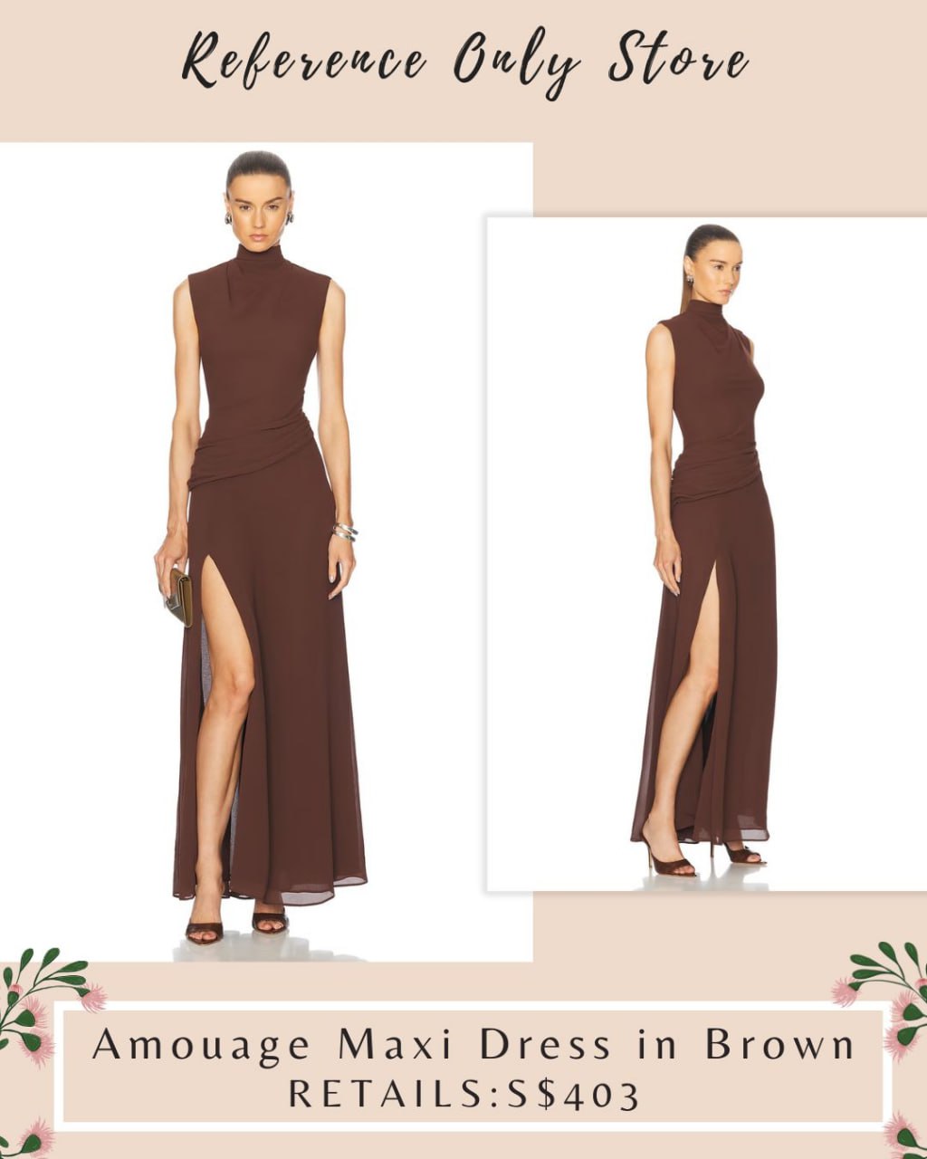 LA Amouage midi dress in brown