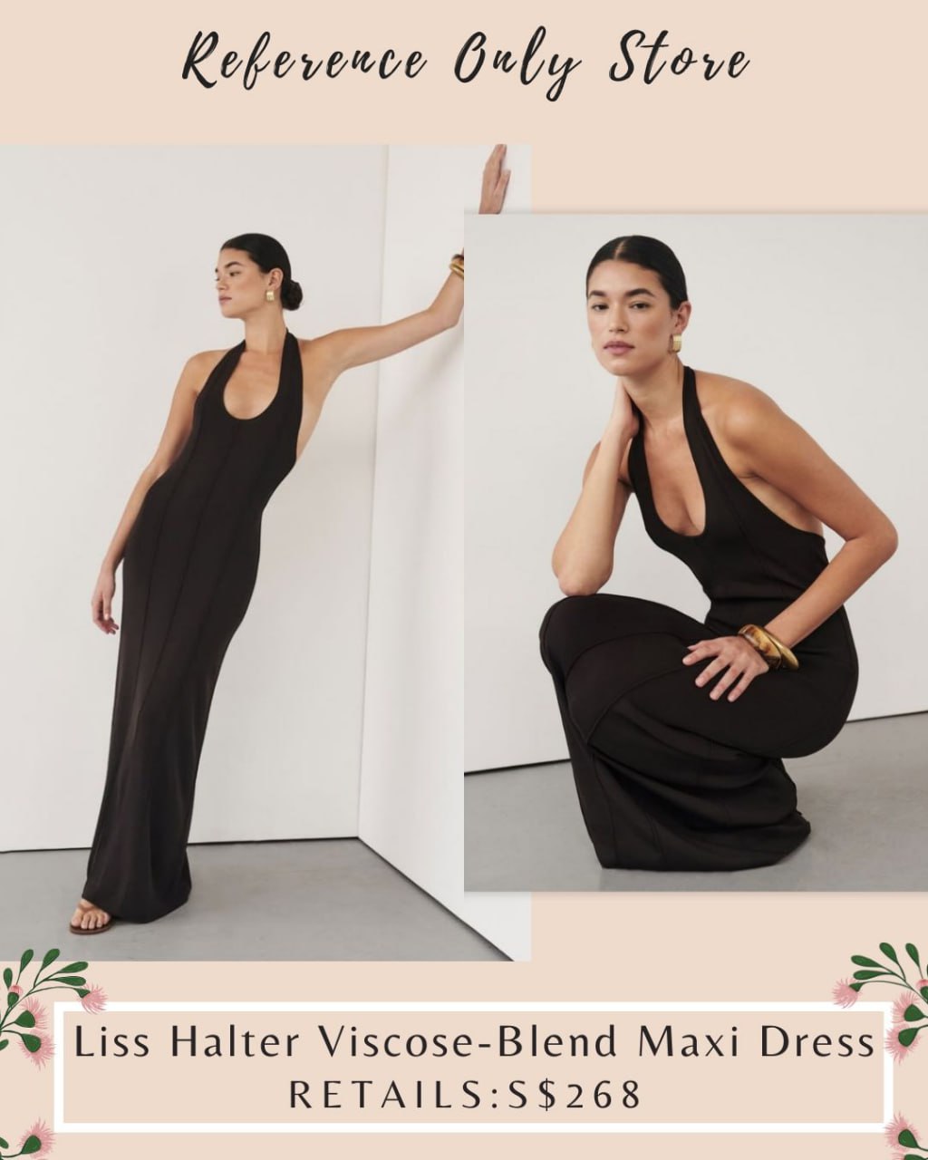 DSS Liss halter viscose blend maxi dress