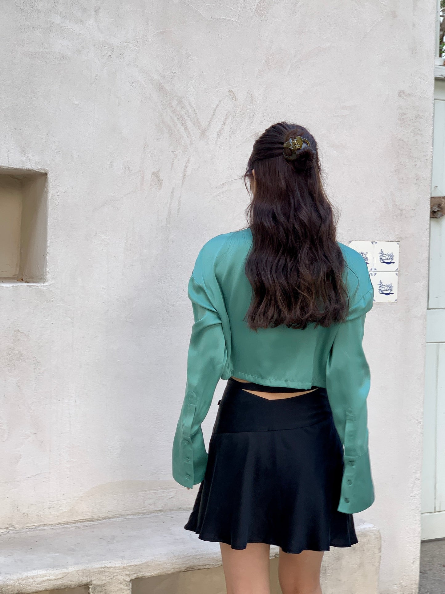 Brooklyn Layered Silk Shirt in Green