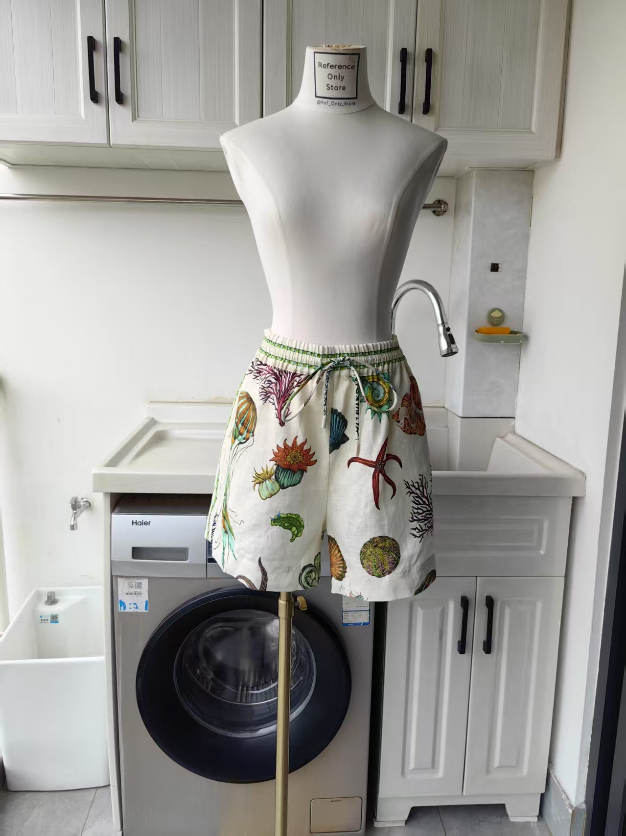 AM Sea printed linen shirt & shorts