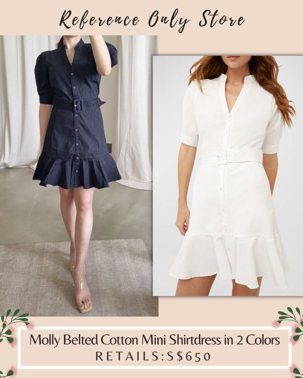 VB Molly Belted Cotton Mini Shirt dress