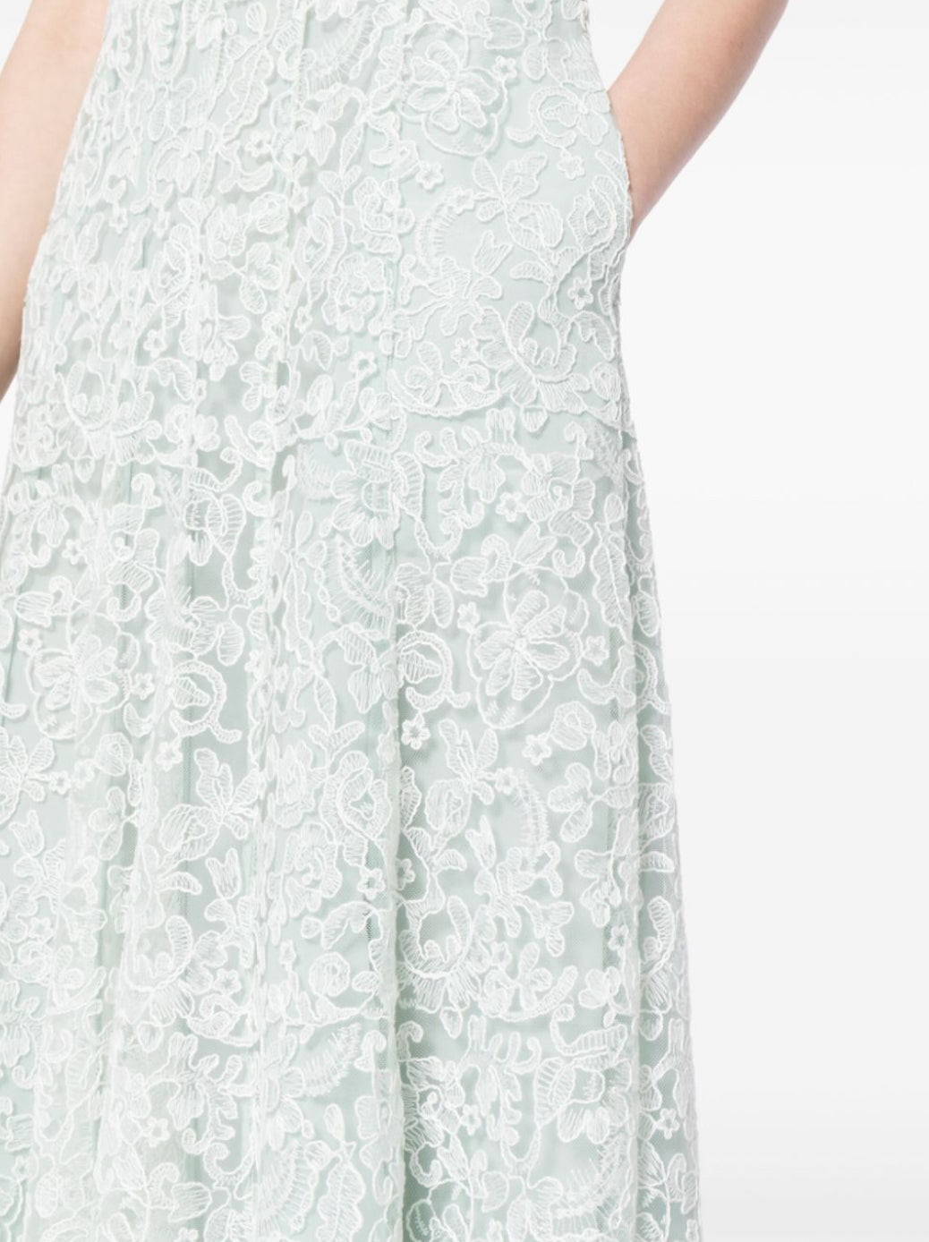 SP Green Cord lace round neck midi dress