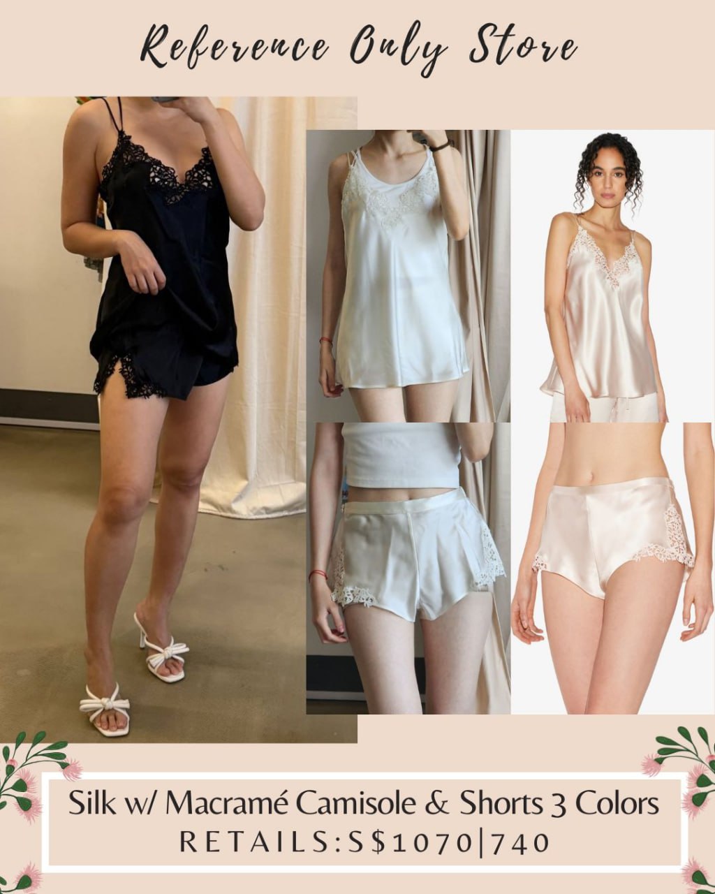 LP Silk w macrame camisole & shorts 3 colors