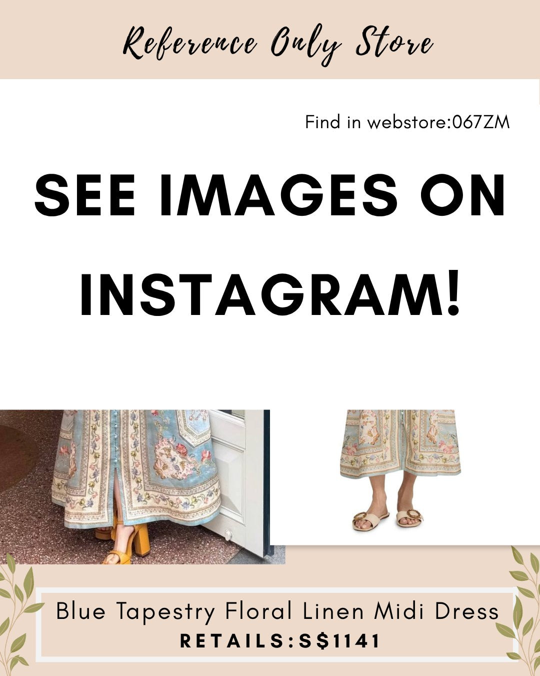 067ZM Blue Tapestry floral linen midi dress