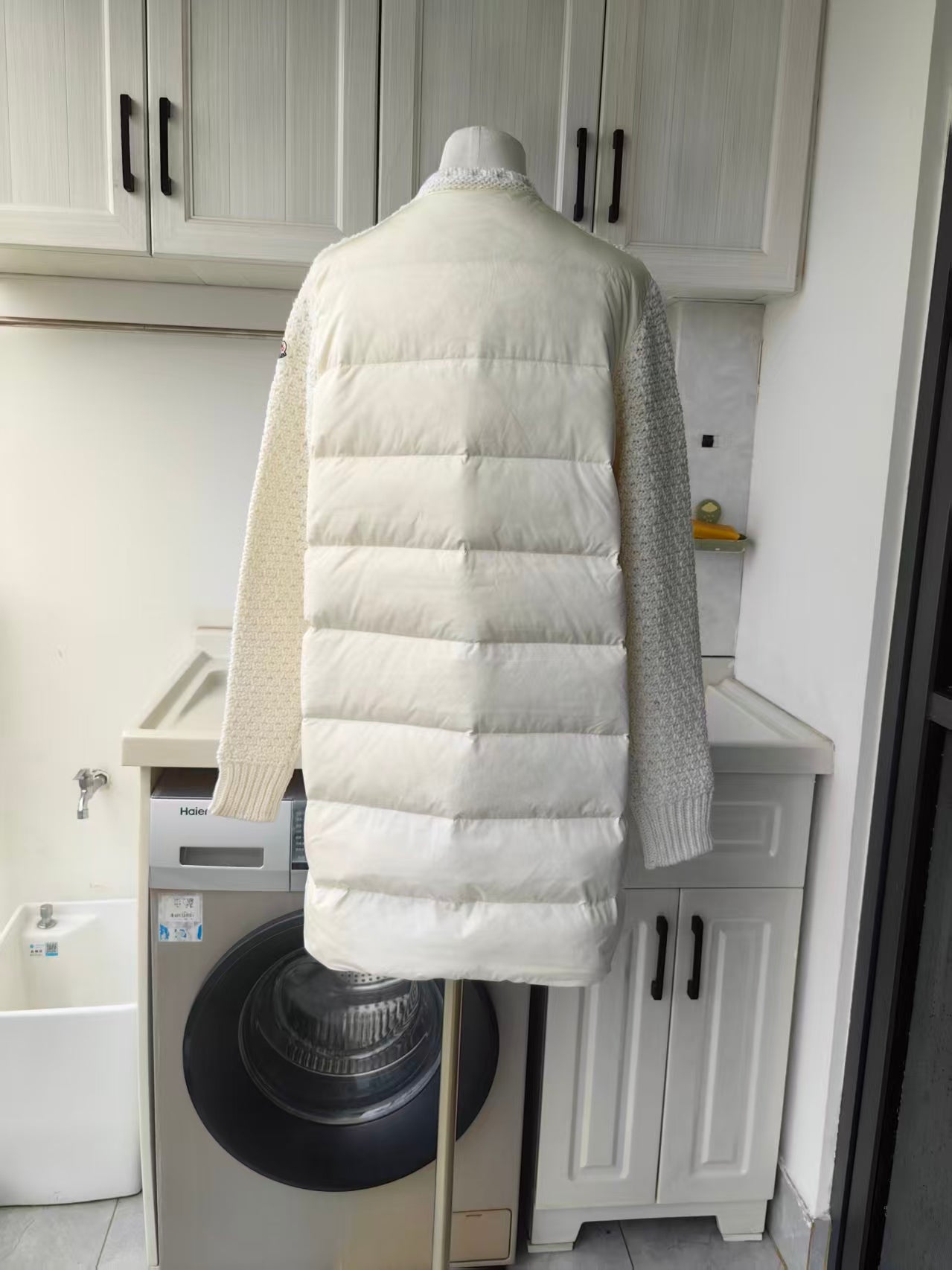 MC padded wool and cotton cardigan long top