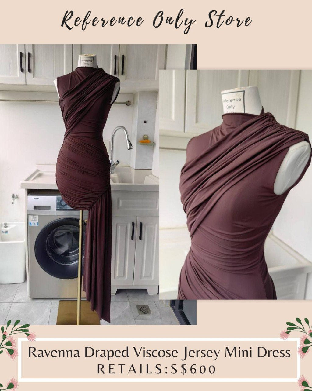 4 colors! DLV Ravenna Draped Viscose jersey mini dress