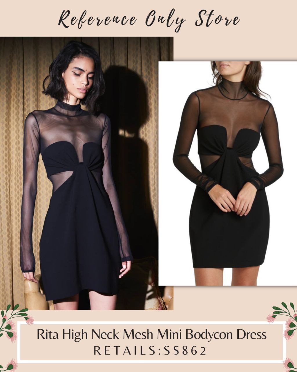 Alc Rita High Neck Mesh bodycon mini dress