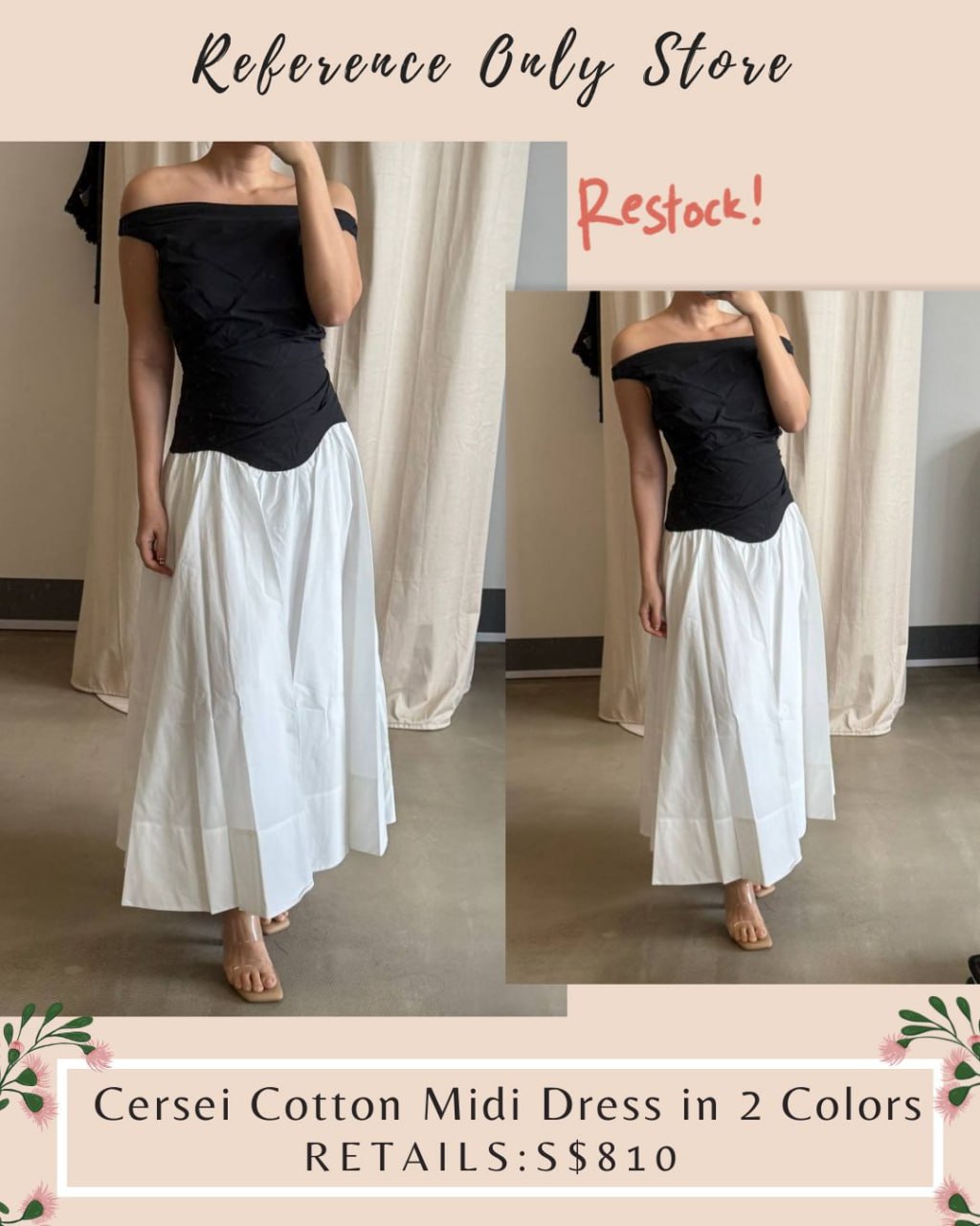 cersei cotton midi dress Simkhai Women's Cersei Off-the-Shoulder Midi-Dress - White Black Multi