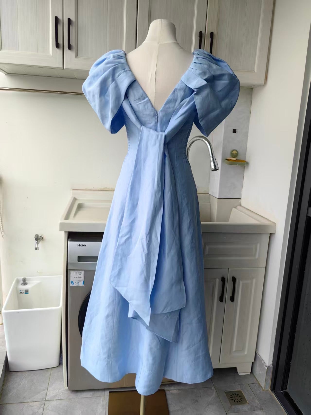 AJ Bisou viscose linen midi dress