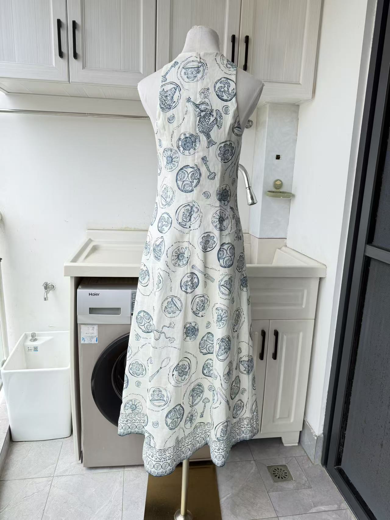 AM Blue Ivory lace up midi dress