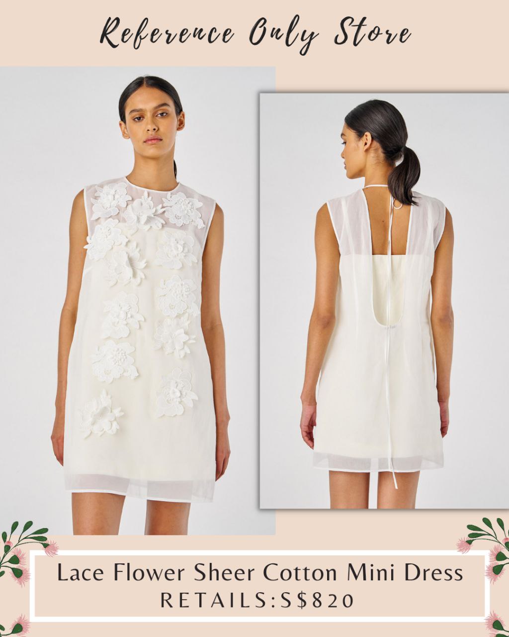Oro lace flower sheer cotton mini dress
