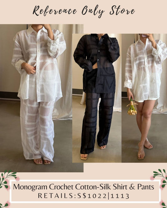 Tot Monogram Crochet cotton silk shirt & pants
