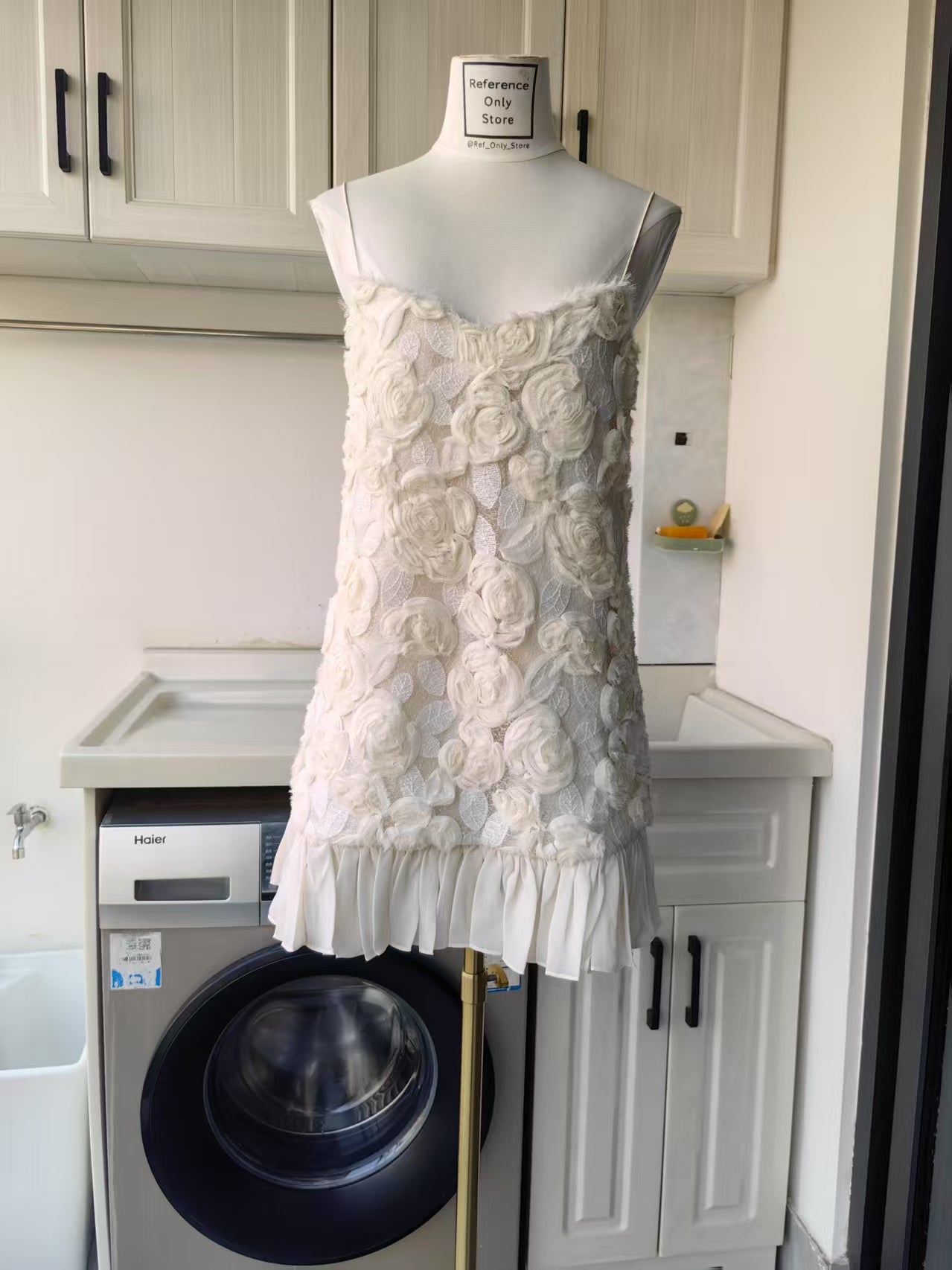 Alx Blanc rosette mini ivory dress