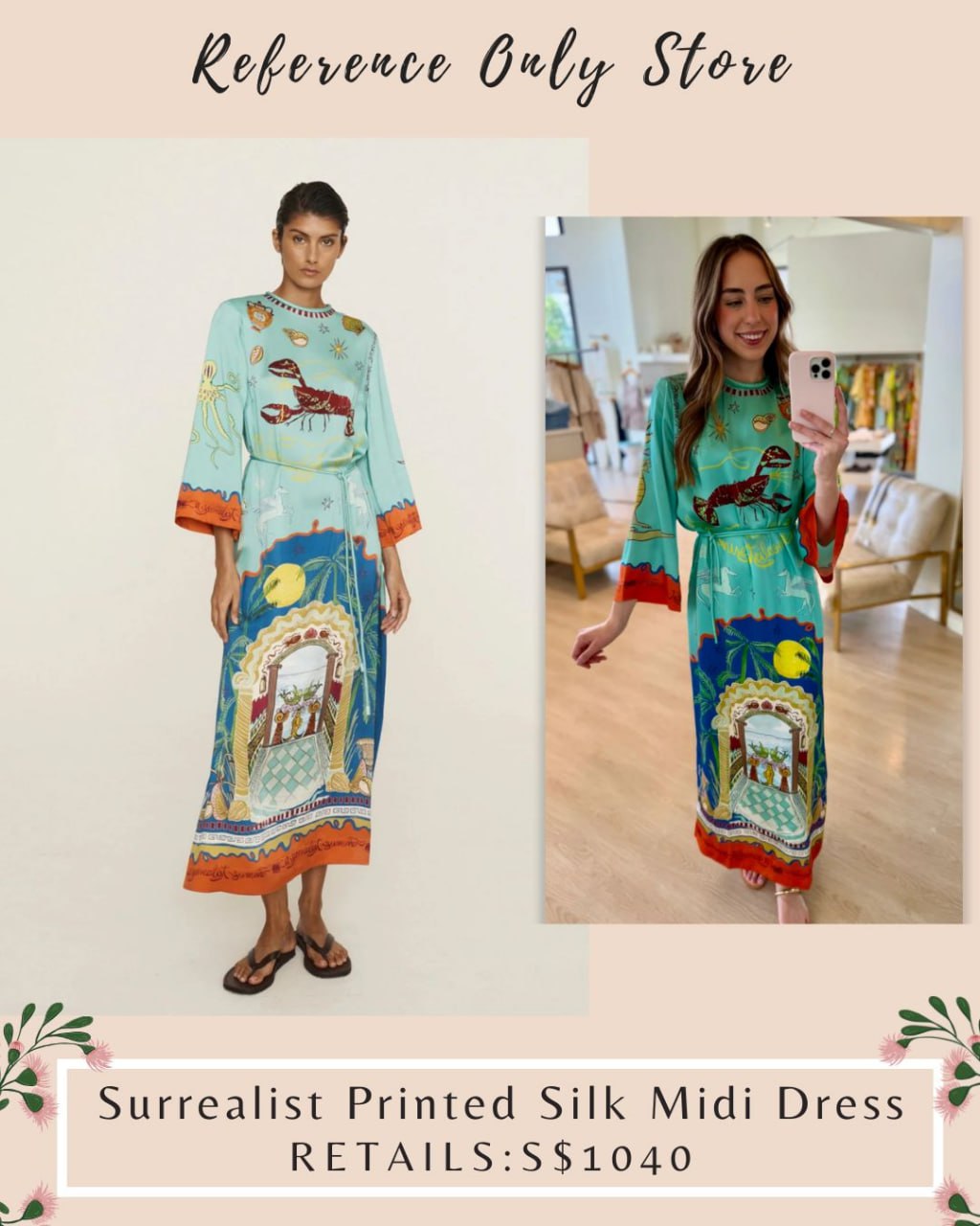 AM Surrealist Silk midi dress