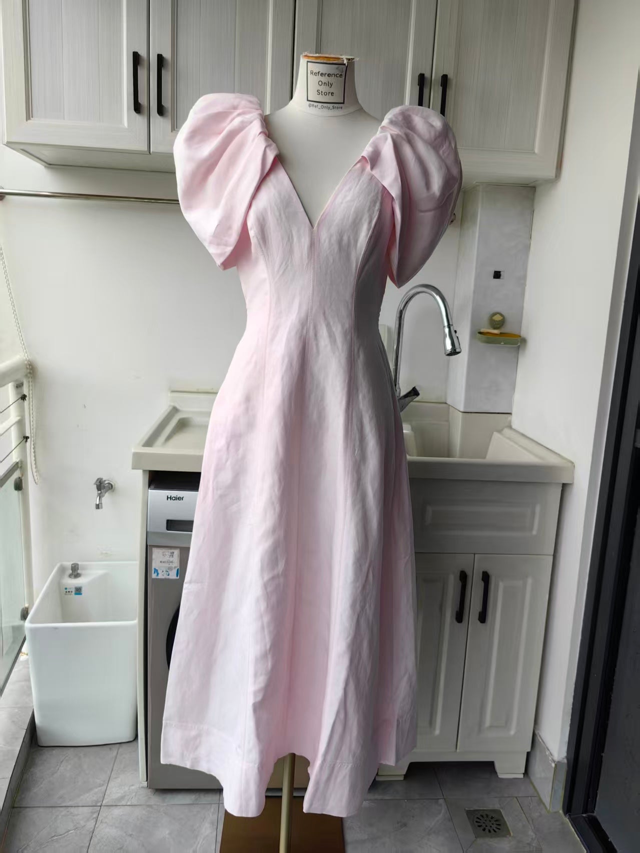 AJ Bisou viscose linen midi dress