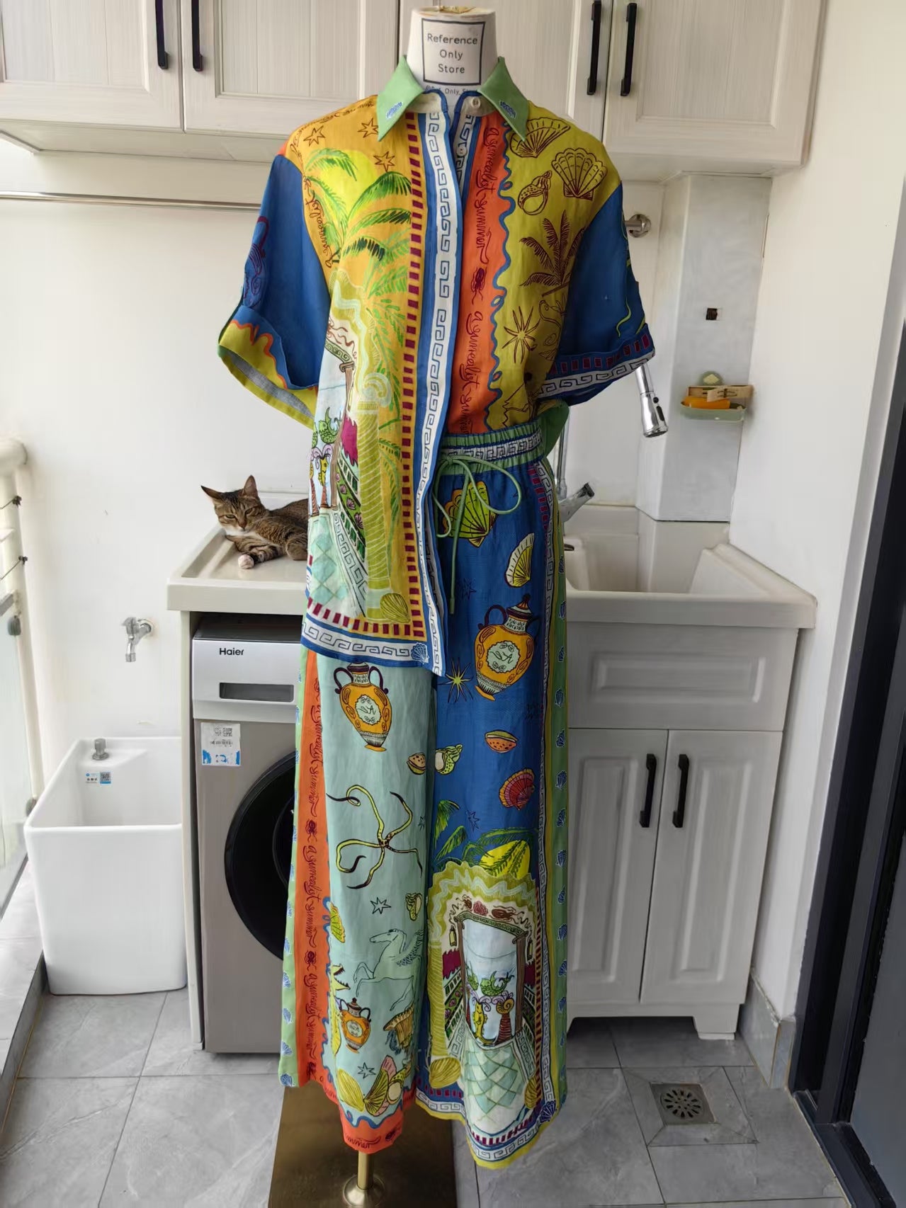 AM Surrealist summer linen shirt & pants