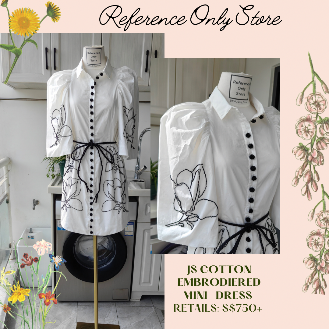 JS Cotton Collared Embroidered Mini Dress
