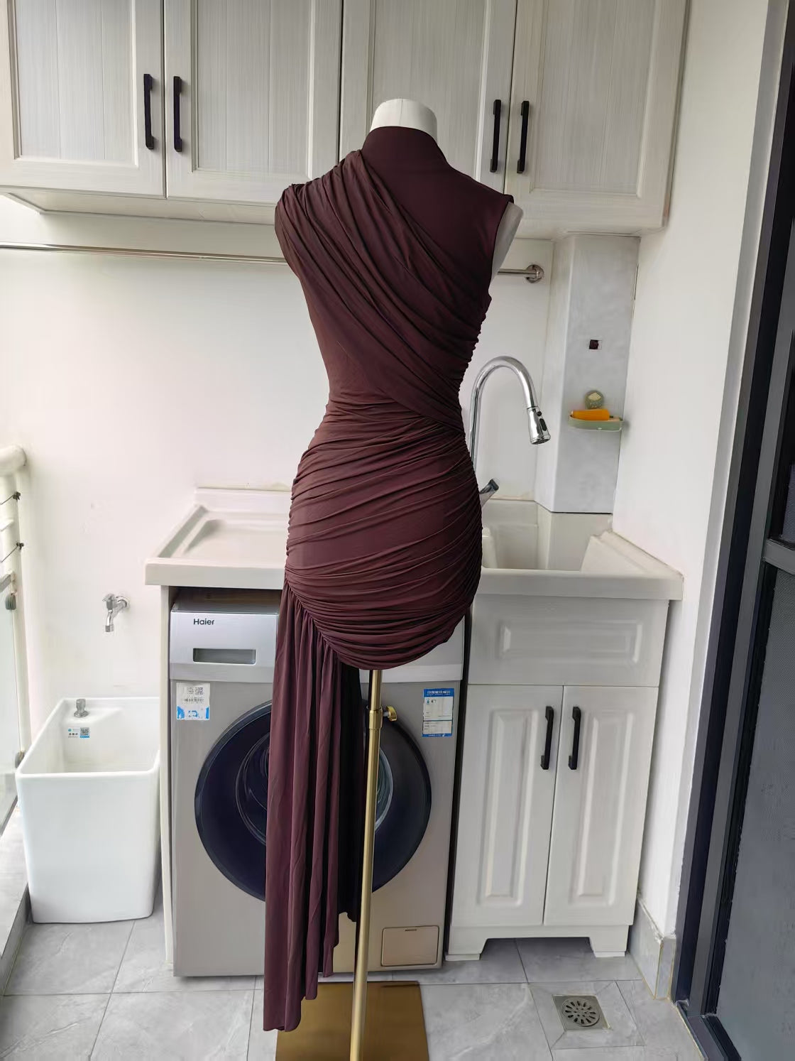 4 colors! DLV Ravenna Draped Viscose jersey mini dress