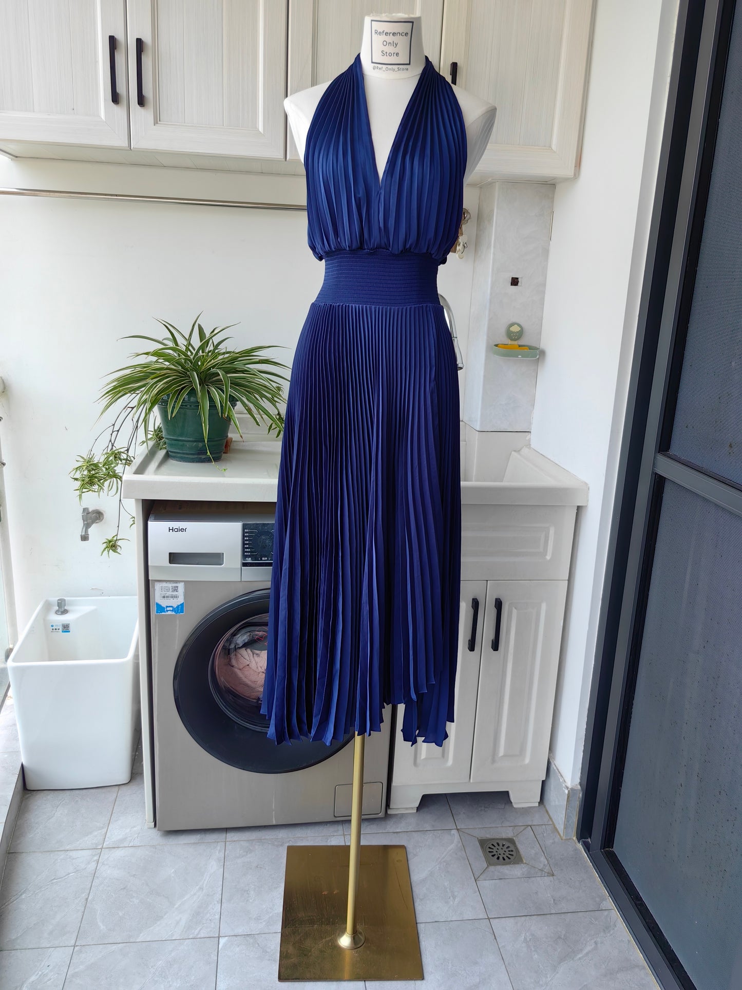 ALC Rose Satin Pleated Midi Dress