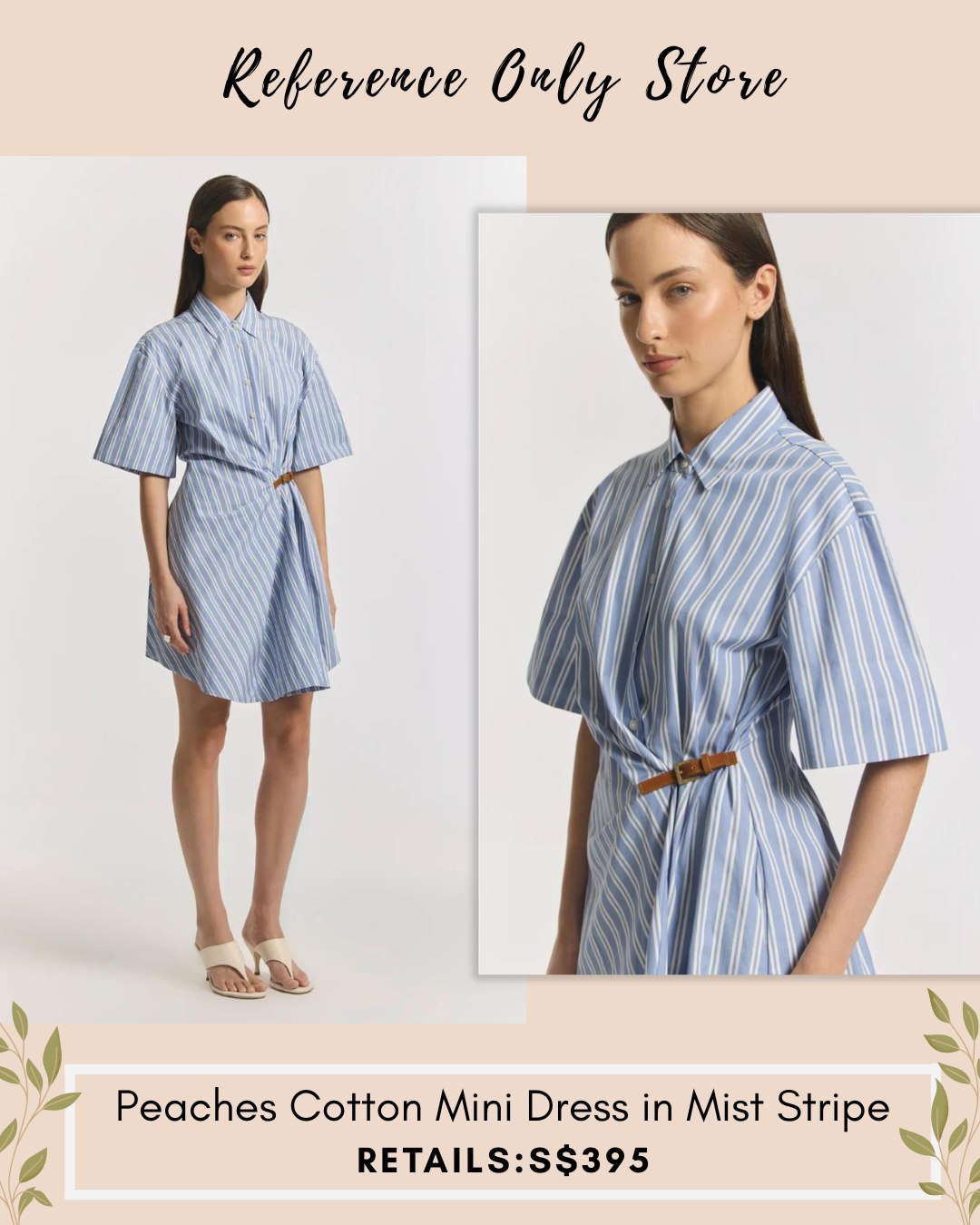 VW Peaches cotton mini dress blue stripe