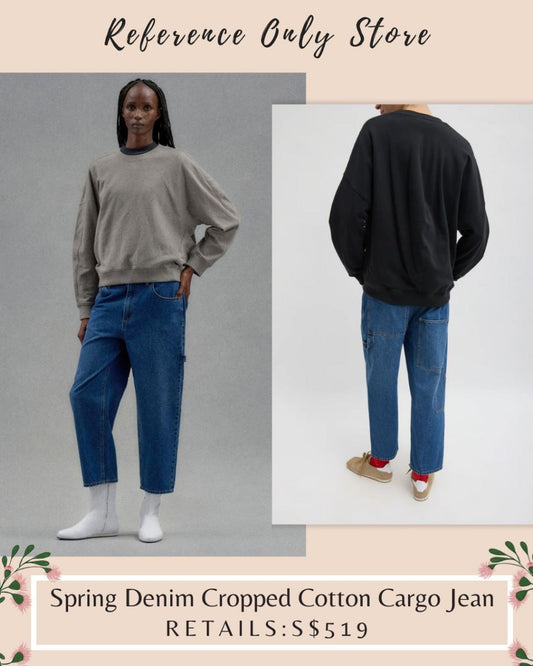 TB spring denim cropped cotton cargo pants jeans