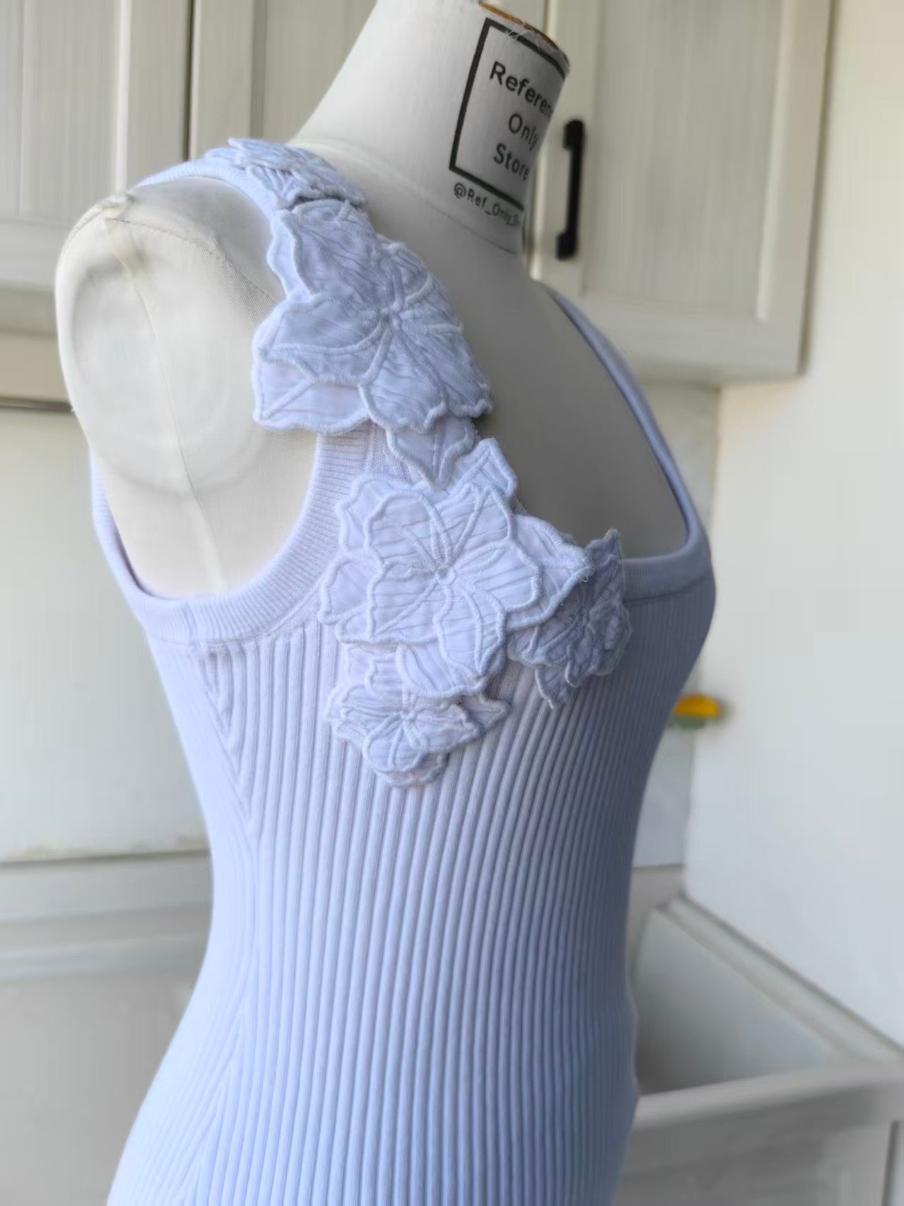 3 Colors! AJ Splendour flower knit viscose cotton blend tank top