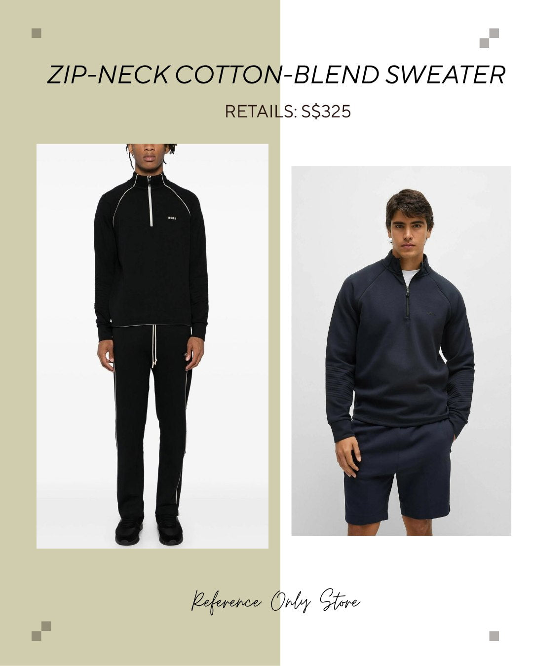 BSS Men Zip neck cotton blend sweater