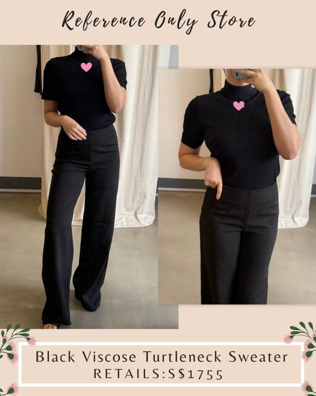 MM Black Viscose turtleneck sweater top