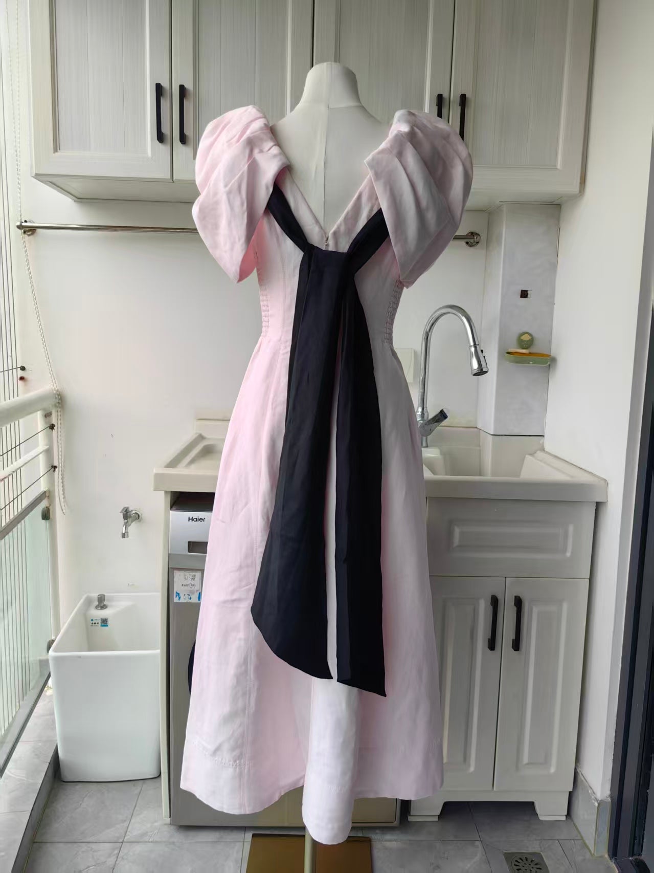 AJ Bisou viscose linen midi dress