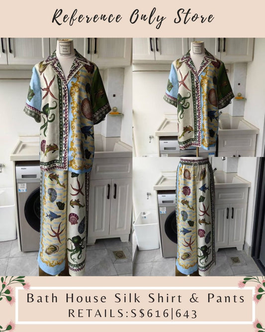 AM bath house silk shirt and pants