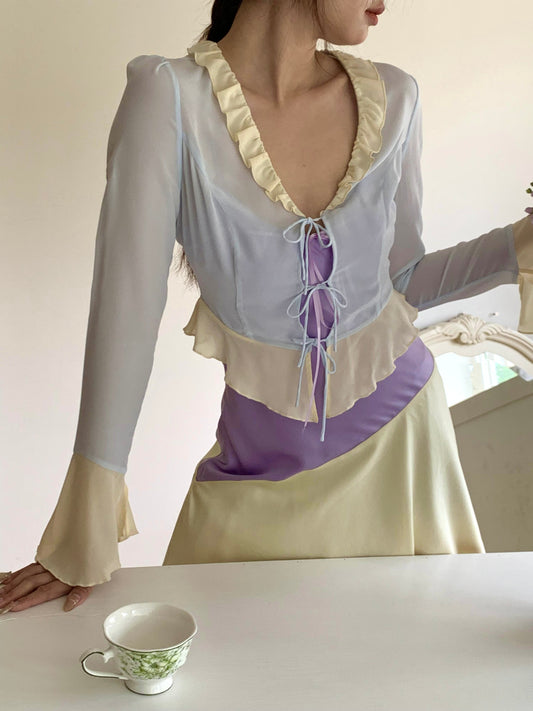 Buenos Silk Top in Pastel Fields