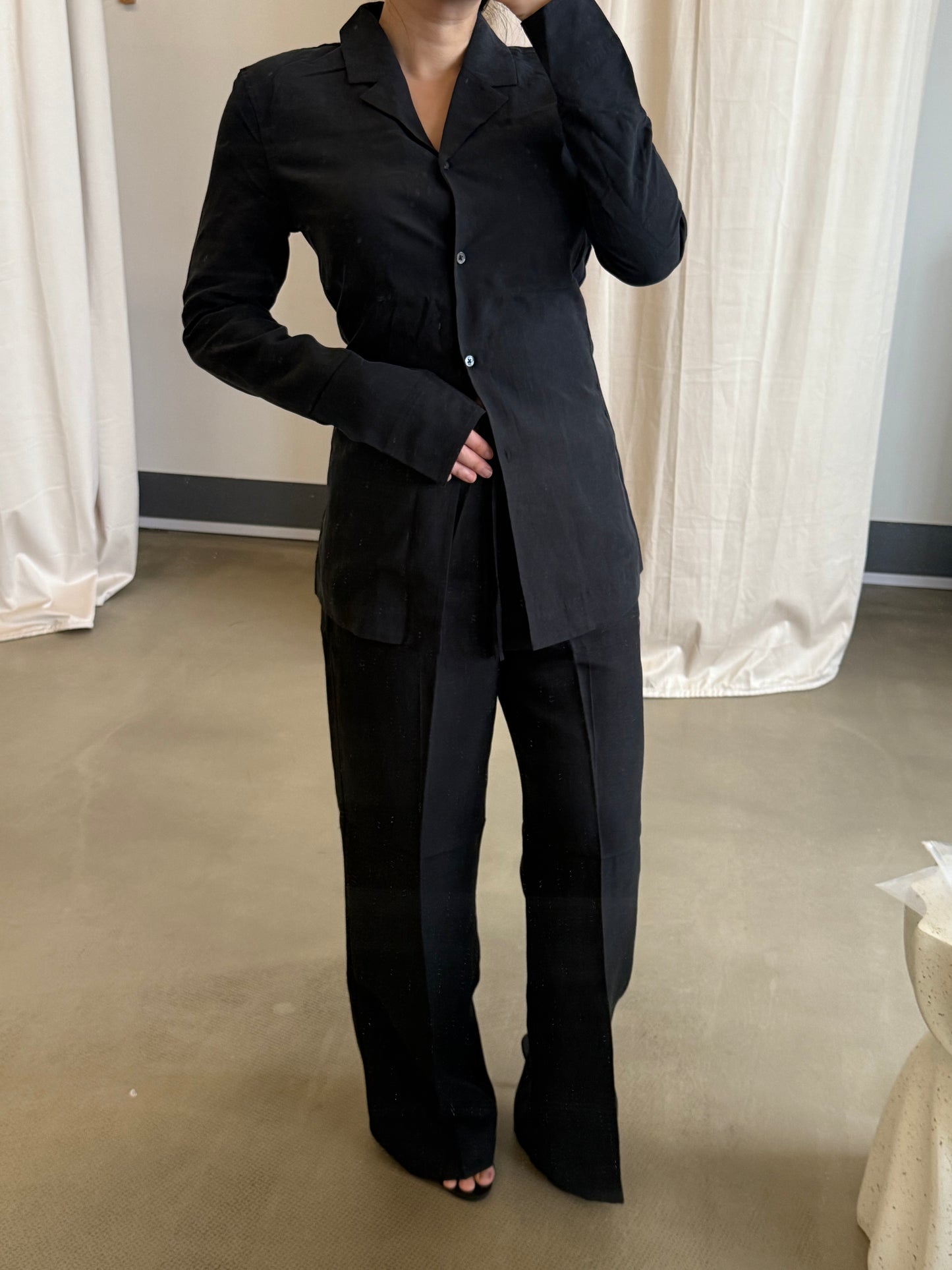 Tot Fluid Tencel linen blend shirt, pants trousers, singlet top