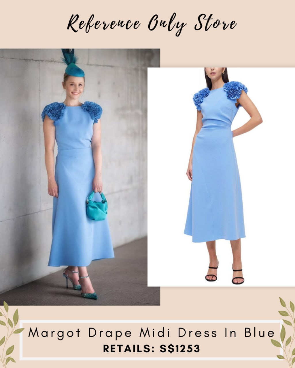 RG Margot Drape midi dress in blue