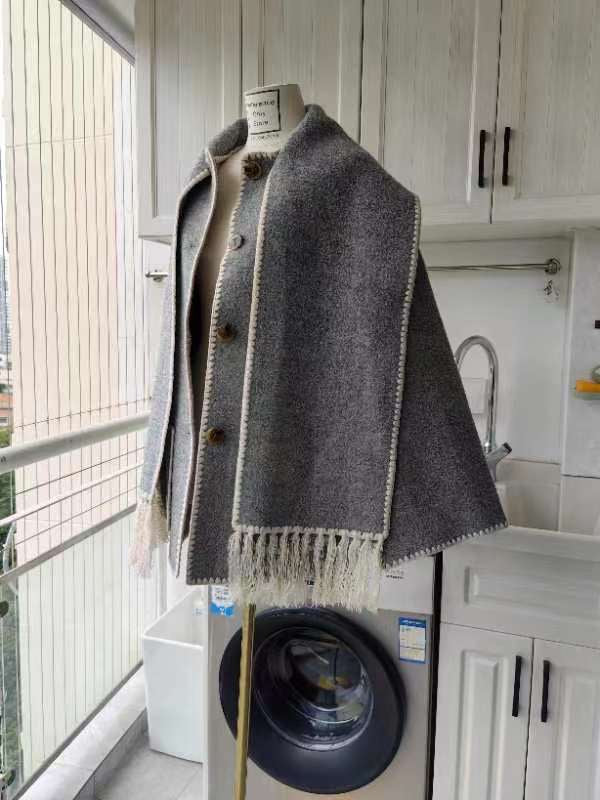 Tot Embroidered Scarf Wool Blend Jacket