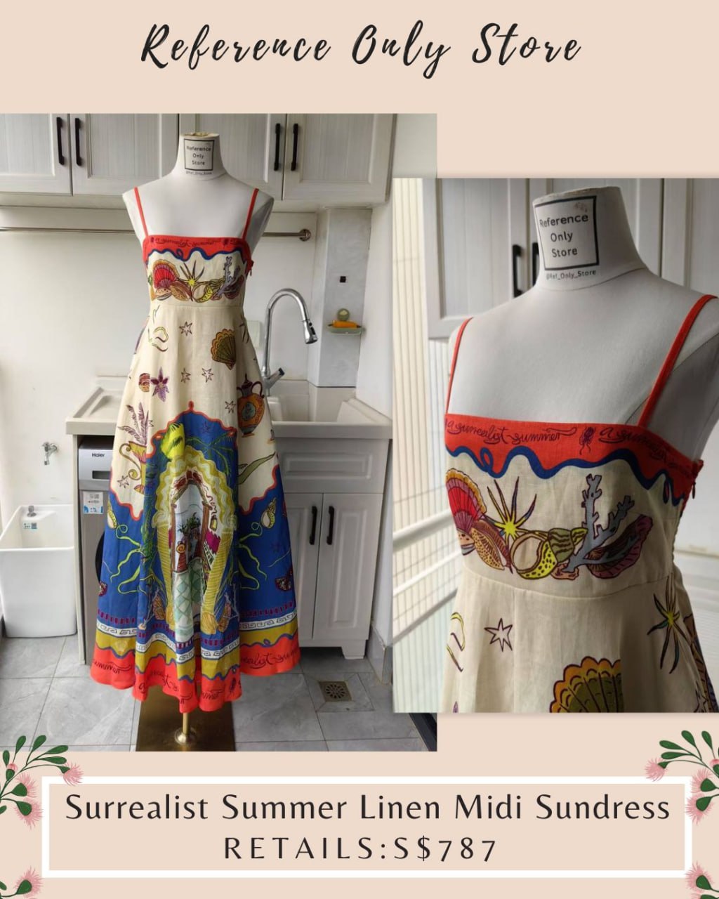 AM Surrealist summer linen midi dress